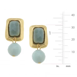 Susan Shaw Jewelry Susan Shaw Rectangle Stone Pearl Drop Clip Earrings