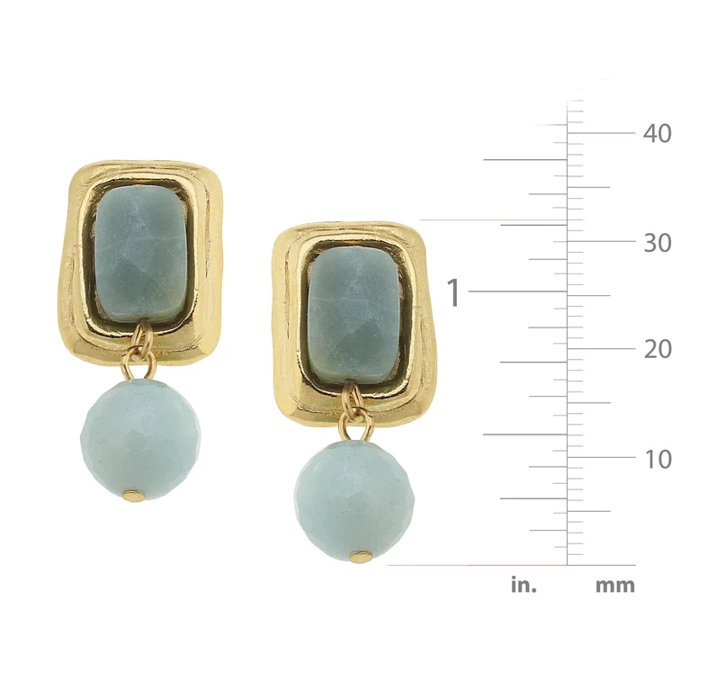 Susan Shaw Jewelry Susan Shaw Rectangle Stone Pearl Drop Clip Earrings