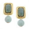 Susan Shaw Jewelry Susan Shaw Rectangle Stone Pearl Drop Clip Earrings