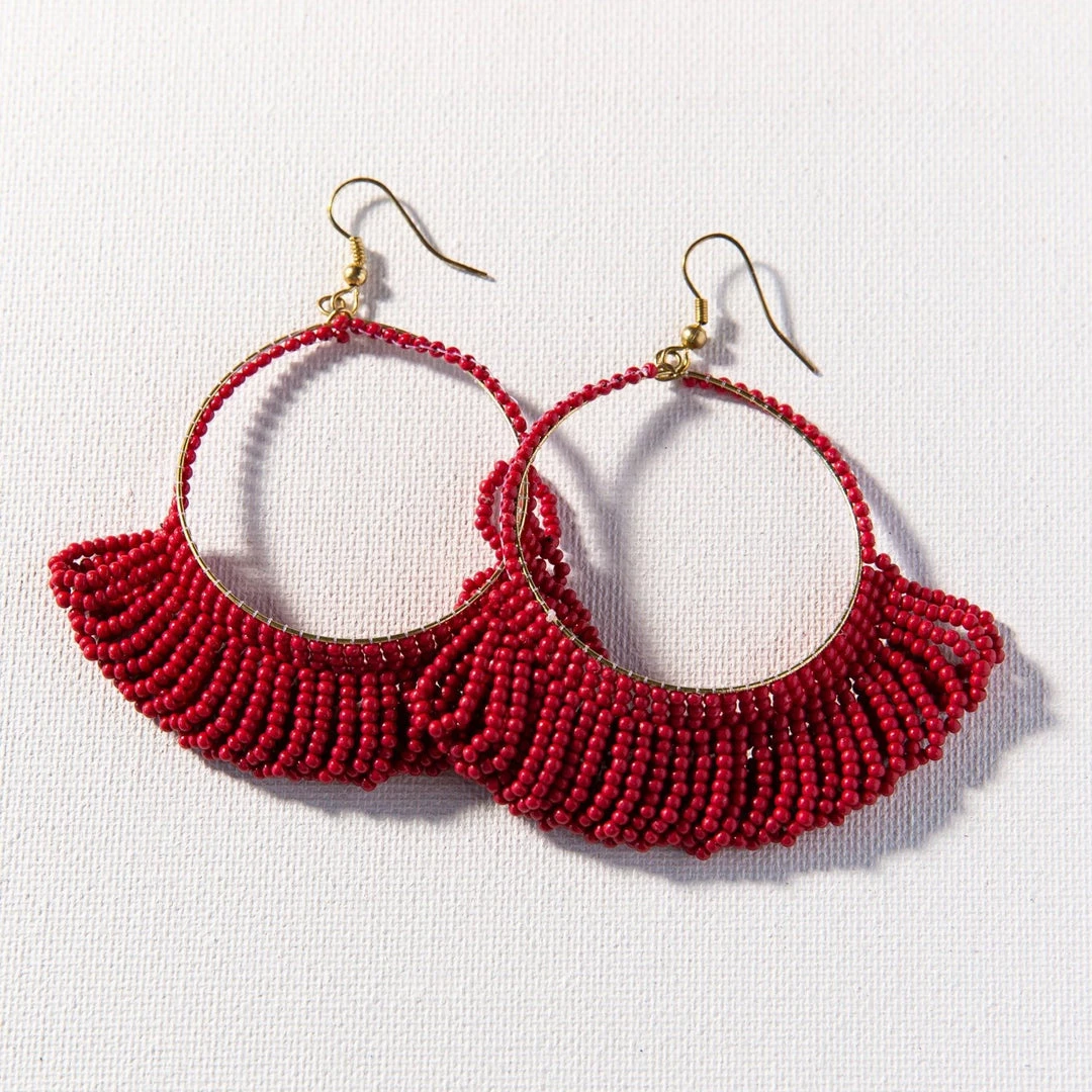 Ink + Alloy Jewelry Fringe Hoop Seed Bead Earrings - 3.5