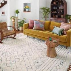 Loloi Rugs Justina Blakeney Ronnie Rug Collection - Ron-02 Ivory/Sky