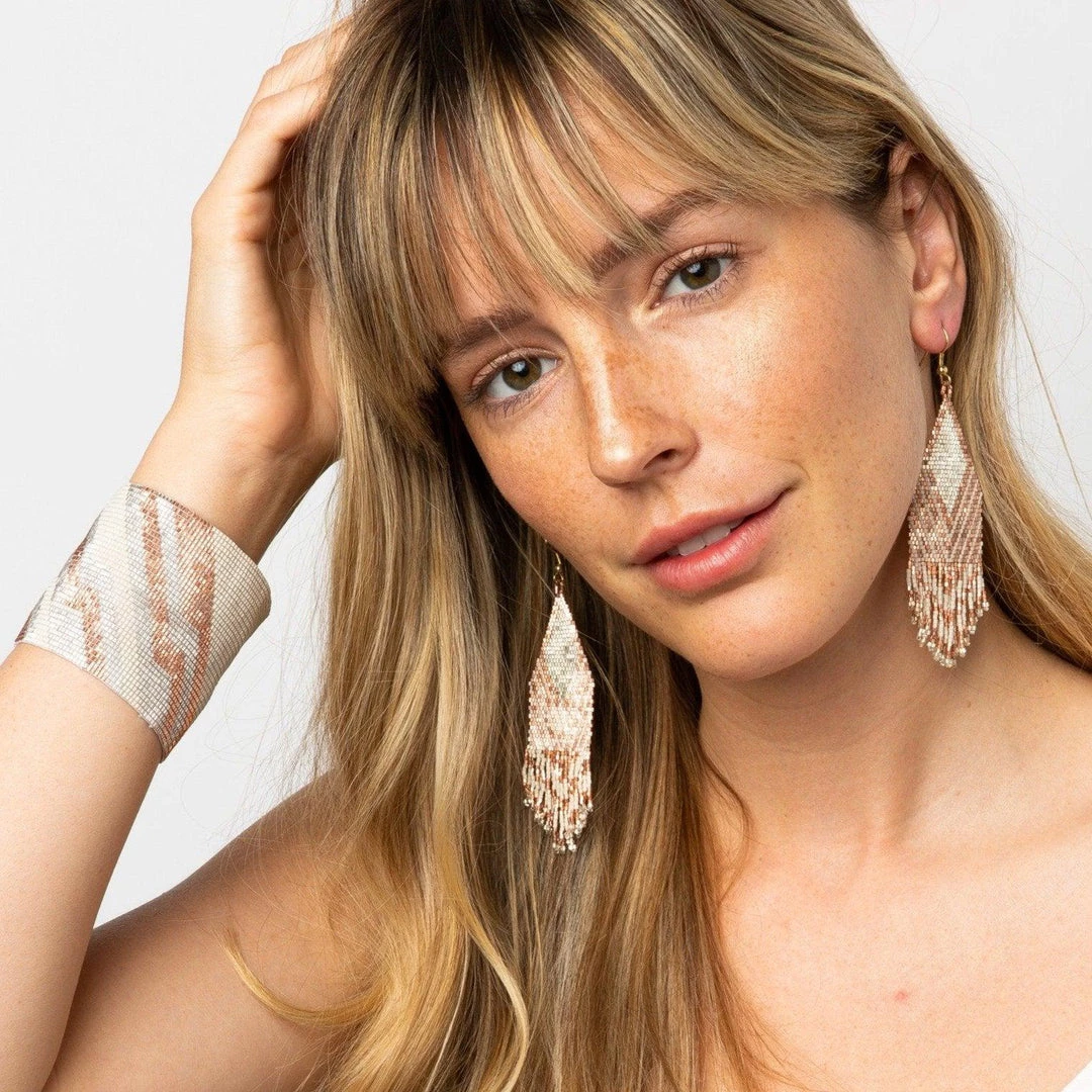 Ink + Alloy Jewelry Rose Gold Ivory Luxe Stripe Earring