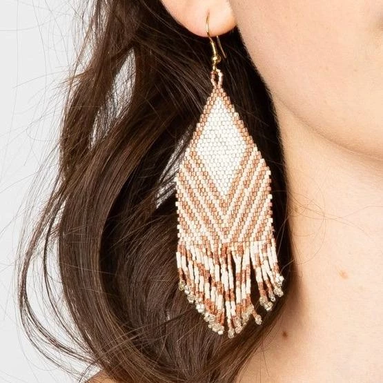 Ink + Alloy Jewelry Rose Gold Ivory Luxe Stripe Earring