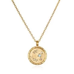 Satya Jewelry White Topaz Gold Zodiac Constellation Necklace 18"