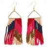 Ink + Alloy Hot Pink Red Chevron On Triangle Earring 3.25"