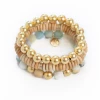 Susan Shaw Jewelry Susan Shaw Gold Plated Bead, Wood Bead & Matte Amazonite Stretch Bracelets