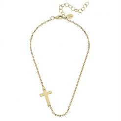 Susan Shaw Jewelry Susan Shaw Side Cross Dainty Necklace