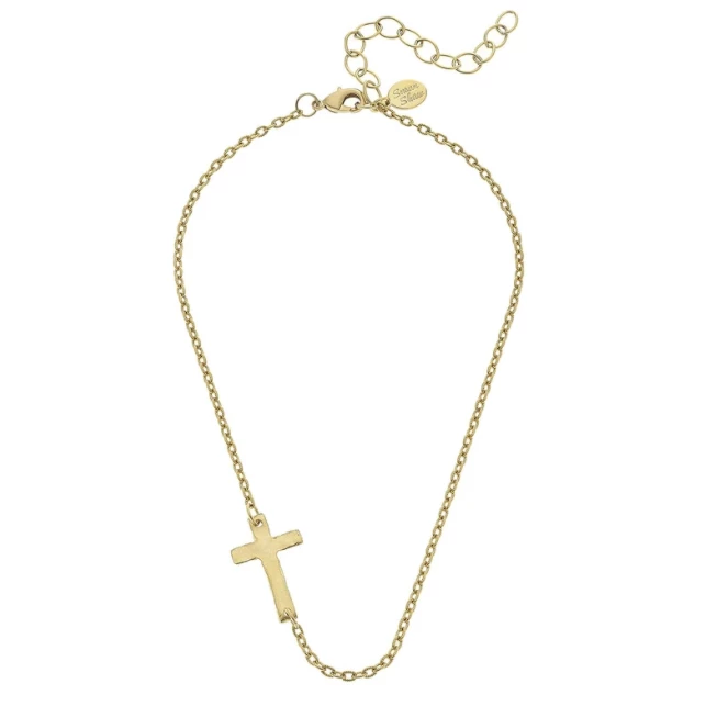 Susan Shaw Jewelry Susan Shaw Side Cross Dainty Necklace