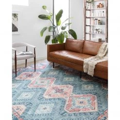 Loloi Rugs Skye Rug Collection By Loloi -Sky 03 Turquoise/Terracotta