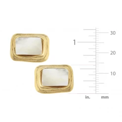 Susan Shaw Jewelry Handcast Gold Rectangle And Mother Of Pearl CLIP Earrings