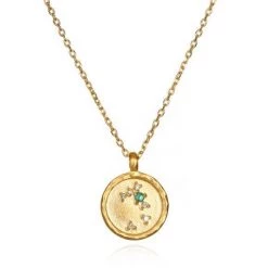 Satya Jewelry White Topaz Gold Zodiac Constellation Necklace 18