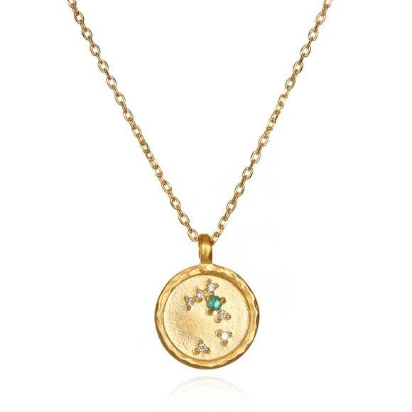 Satya Jewelry White Topaz Gold Zodiac Constellation Necklace 18"