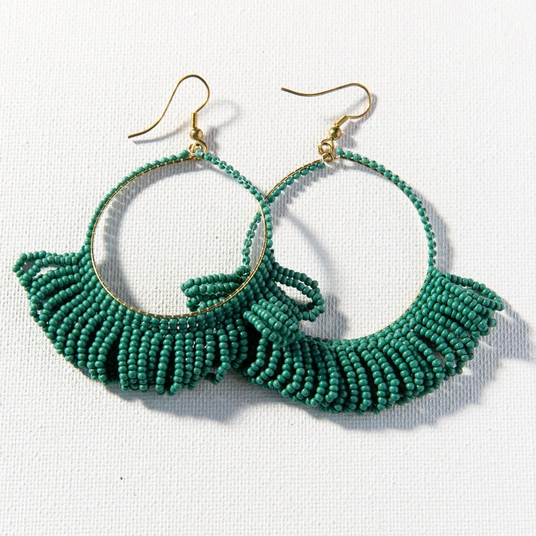 Ink + Alloy Jewelry Fringe Hoop Seed Bead Earrings - 3.5