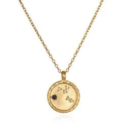 Satya Jewelry White Topaz Gold Zodiac Constellation Necklace 18