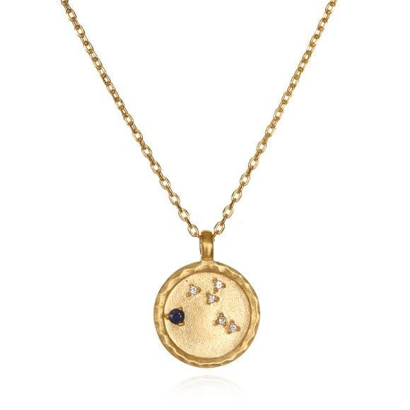Satya Jewelry White Topaz Gold Zodiac Constellation Necklace 18"