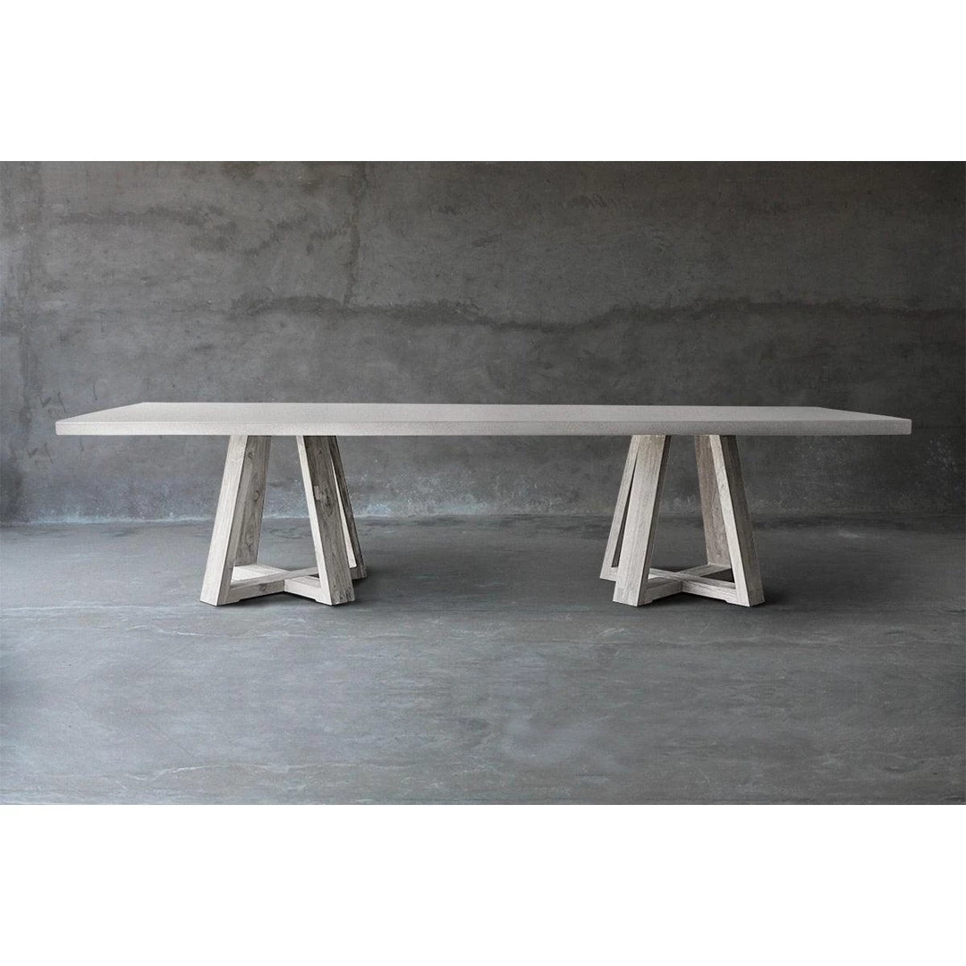 Organic Restoration Concrete Top Dining Table - Double X Base