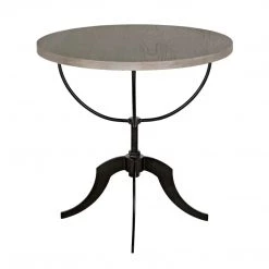 Noir Furniture Noir Wine Table W/ Adjustable Metal Base, Vintage Grey Accent Tables