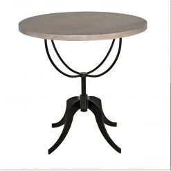 Noir Furniture Noir Wine Table W/ Adjustable Metal Base, Vintage Grey Accent Tables
