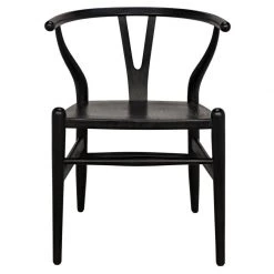 Noir Furniture Zola Chair With Rush Seat, Charcoal Black