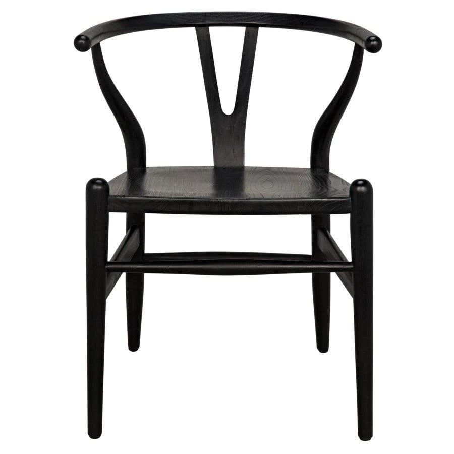 Noir Furniture Zola Chair With Rush Seat, Charcoal Black