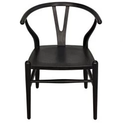 Noir Furniture Zola Chair With Rush Seat, Charcoal Black