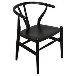 Noir Furniture Zola Chair With Rush Seat, Charcoal Black