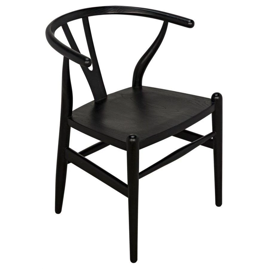 Noir Furniture Zola Chair With Rush Seat, Charcoal Black