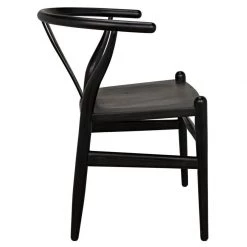 Noir Furniture Zola Chair With Rush Seat, Charcoal Black