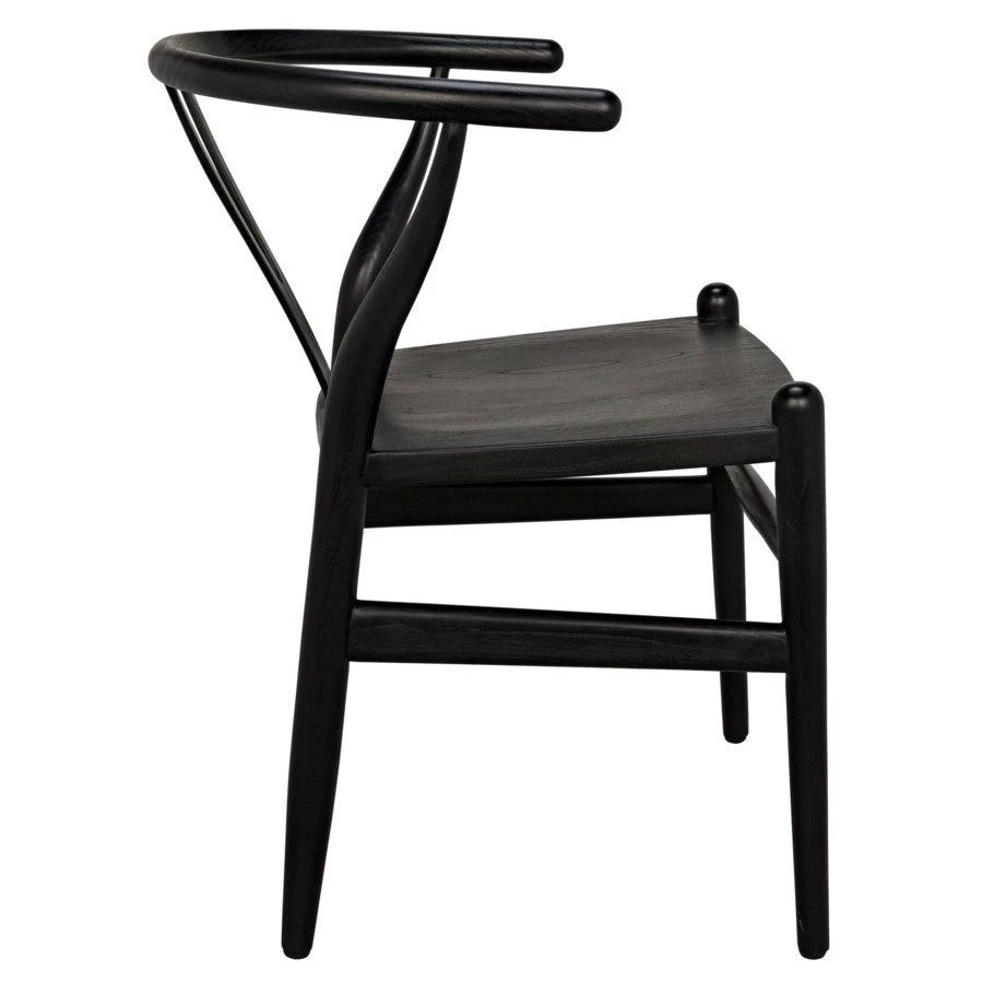 Noir Furniture Zola Chair With Rush Seat, Charcoal Black
