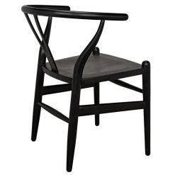 Noir Furniture Zola Chair With Rush Seat, Charcoal Black