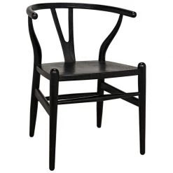 Noir Furniture Zola Chair With Rush Seat, Charcoal Black