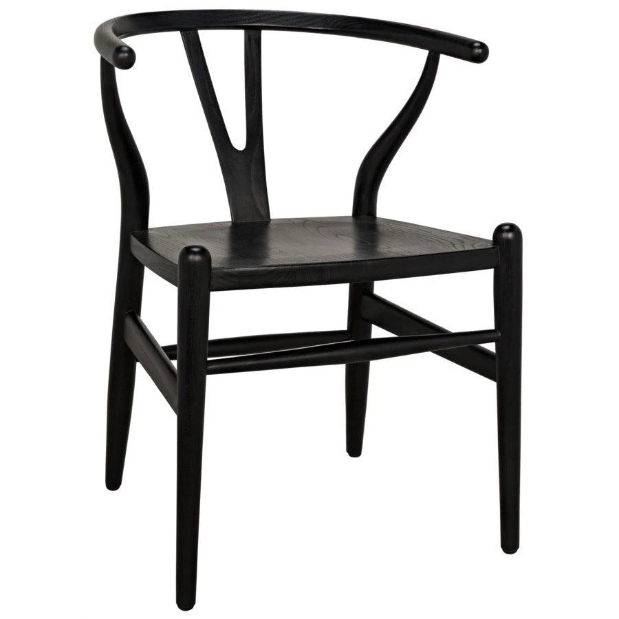 Noir Furniture Zola Chair With Rush Seat, Charcoal Black