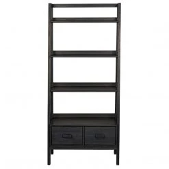 Noir Furniture Johnson Bookcase, Charcoal Black Bookcases