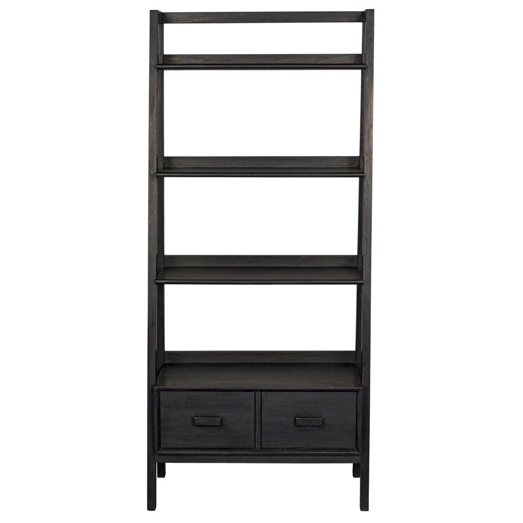Noir Furniture Johnson Bookcase, Charcoal Black Bookcases