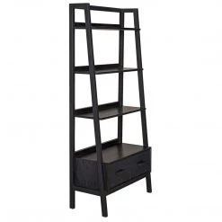 Noir Furniture Johnson Bookcase, Charcoal Black Bookcases
