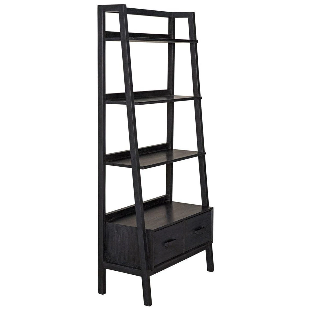 Noir Furniture Johnson Bookcase, Charcoal Black Bookcases