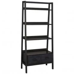 Noir Furniture Johnson Bookcase, Charcoal Black Bookcases