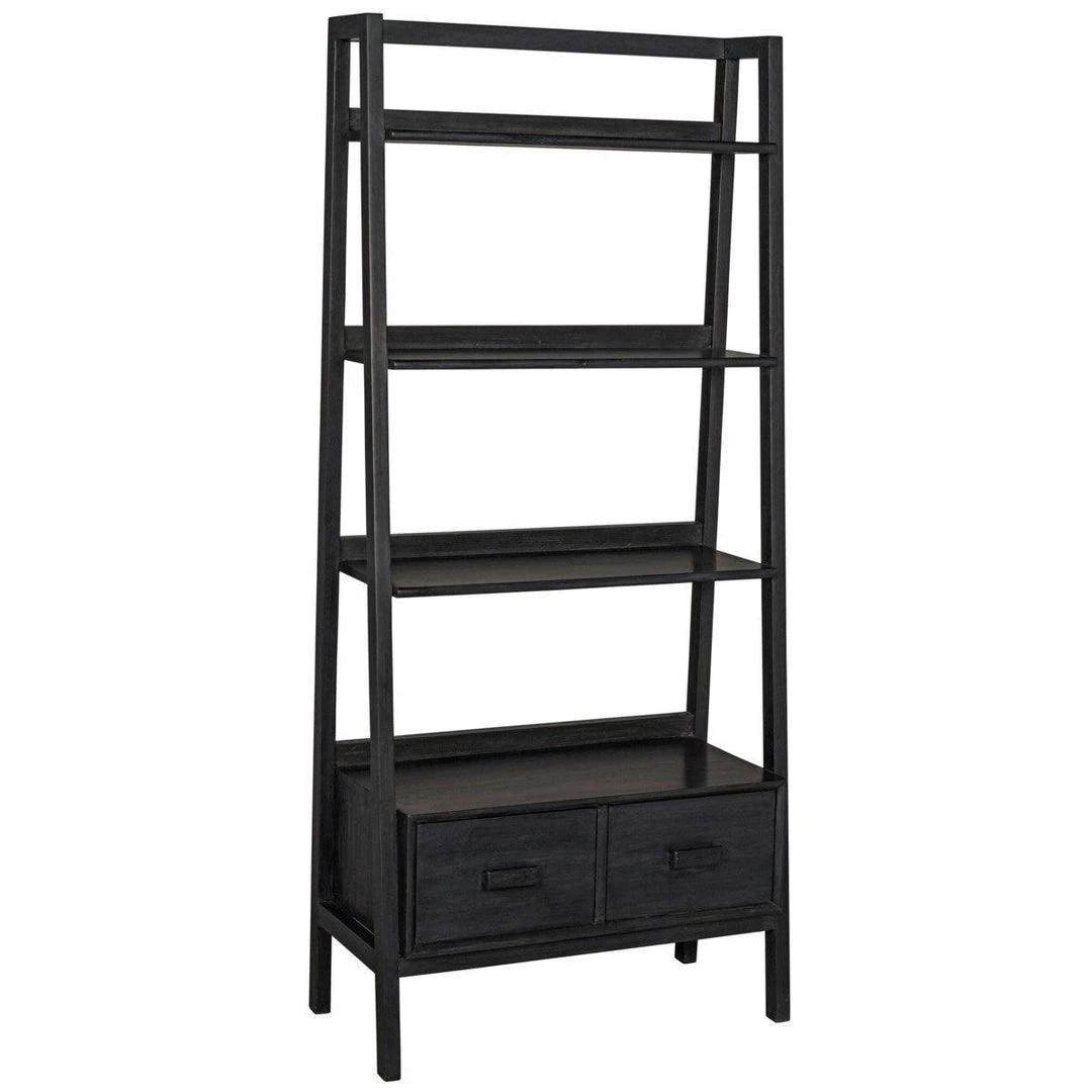 Noir Furniture Johnson Bookcase, Charcoal Black Bookcases