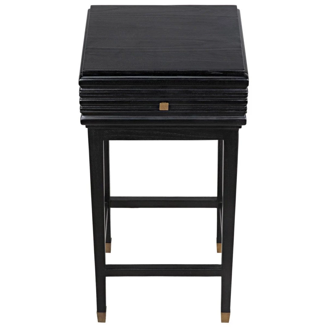 Noir Furniture Kitame Side Table With Drawer, Charcoal Black Accent Tables