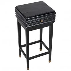Noir Furniture Kitame Side Table With Drawer, Charcoal Black Accent Tables