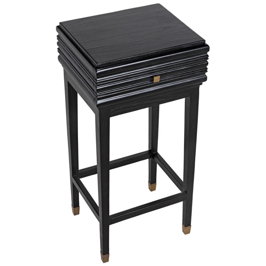Noir Furniture Kitame Side Table With Drawer, Charcoal Black Accent Tables
