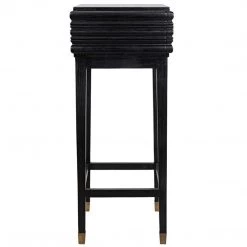 Noir Furniture Kitame Side Table With Drawer, Charcoal Black Accent Tables