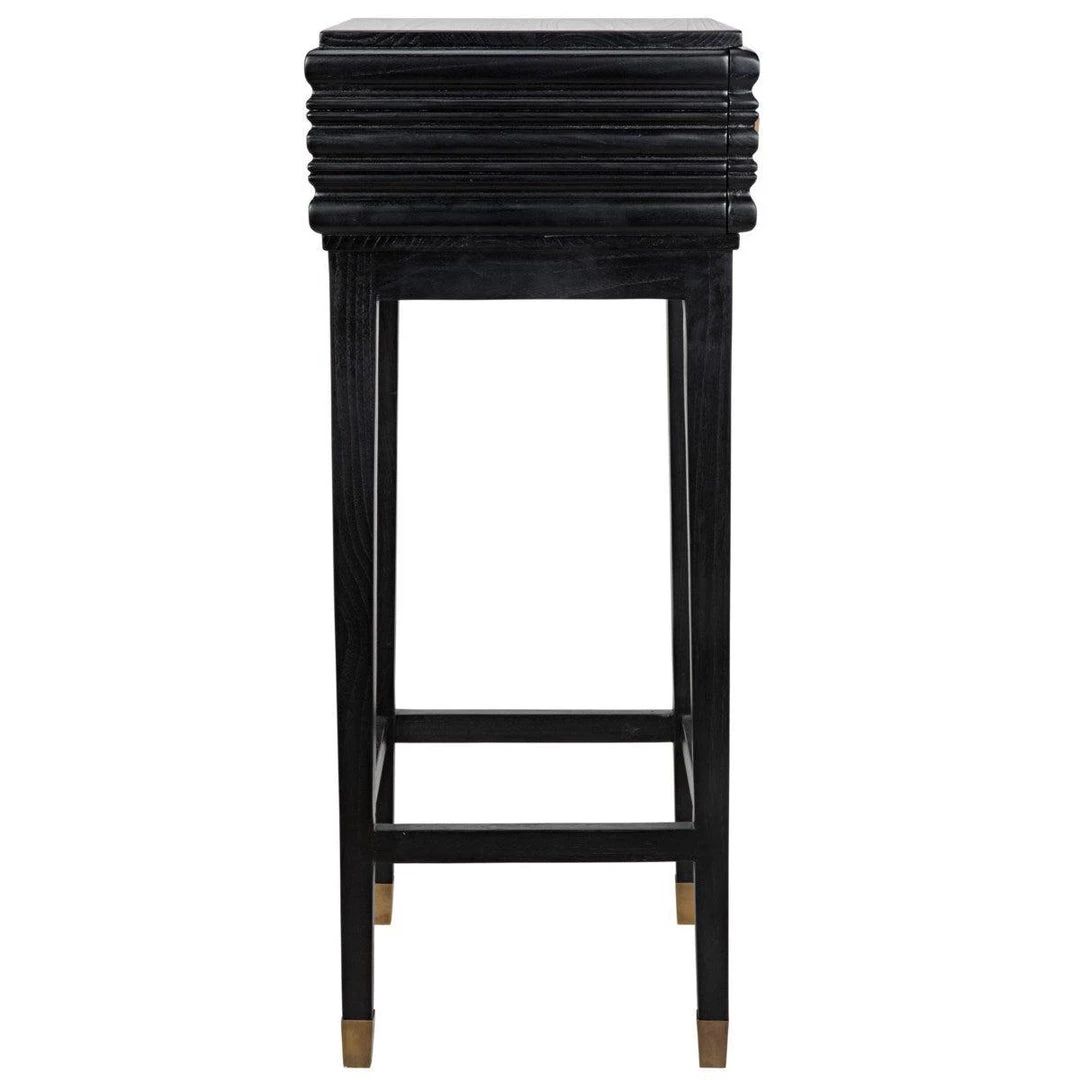 Noir Furniture Kitame Side Table With Drawer, Charcoal Black Accent Tables