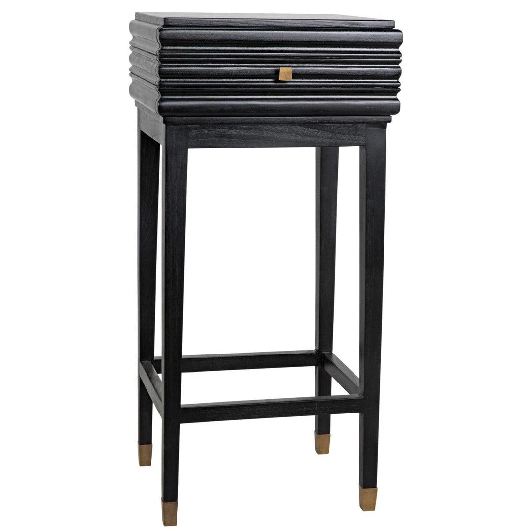Noir Furniture Kitame Side Table With Drawer, Charcoal Black Accent Tables