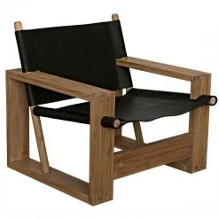 Chairs Noir Furniture Agamemnon Chair, Teak And Leather