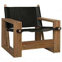 Chairs Noir Furniture Agamemnon Chair, Teak And Leather