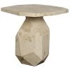 Noir Furniture Polyhedron Side Table, White Marble