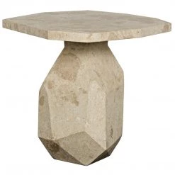 Noir Furniture Polyhedron Side Table, White Marble