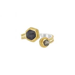Anna Beck Jewelry Anna Beck Grey Sapphire & Pyrite Open Ring Gold - Limited Edition