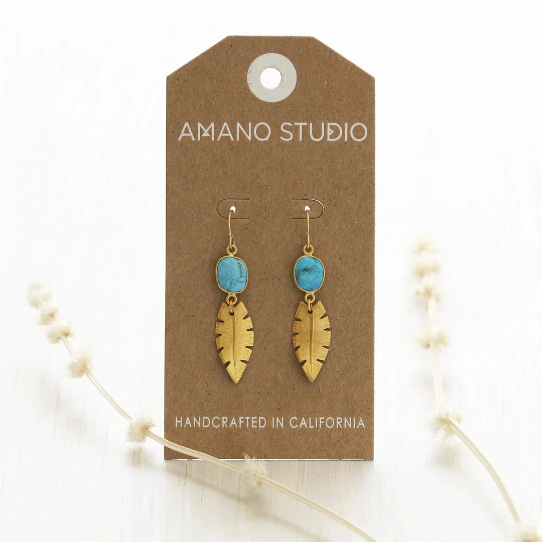Amano Studio Palm Leaves Turquoise Earring Jewelry